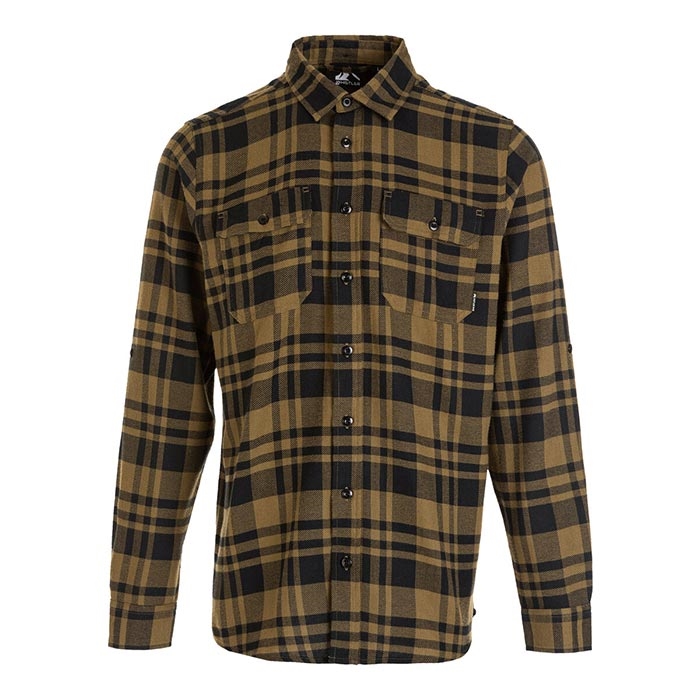 Se Whistler Flannel Checked skjorte, dark olive - Skjorter hos Outdoornu.dk